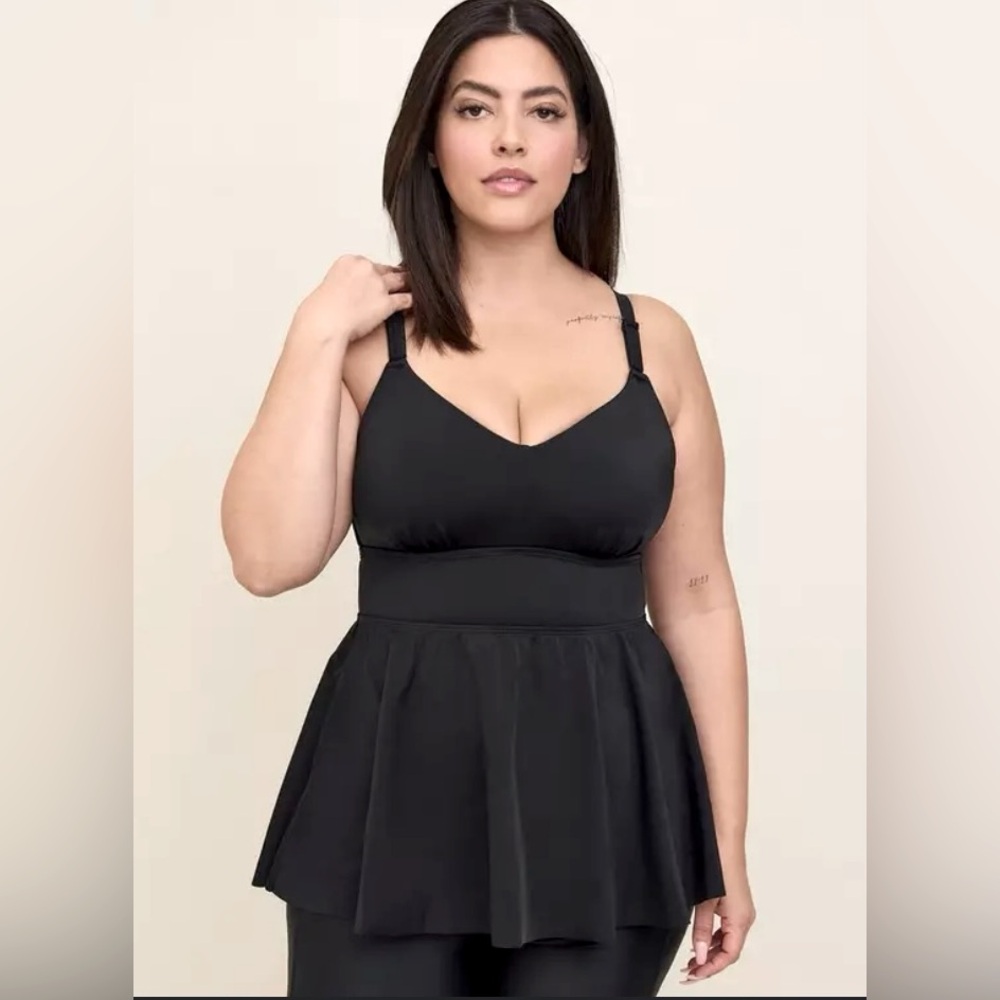 Torrid Black Peplum Tankini Swim Top - Size 1 D/DD - Picture 2 of 6
